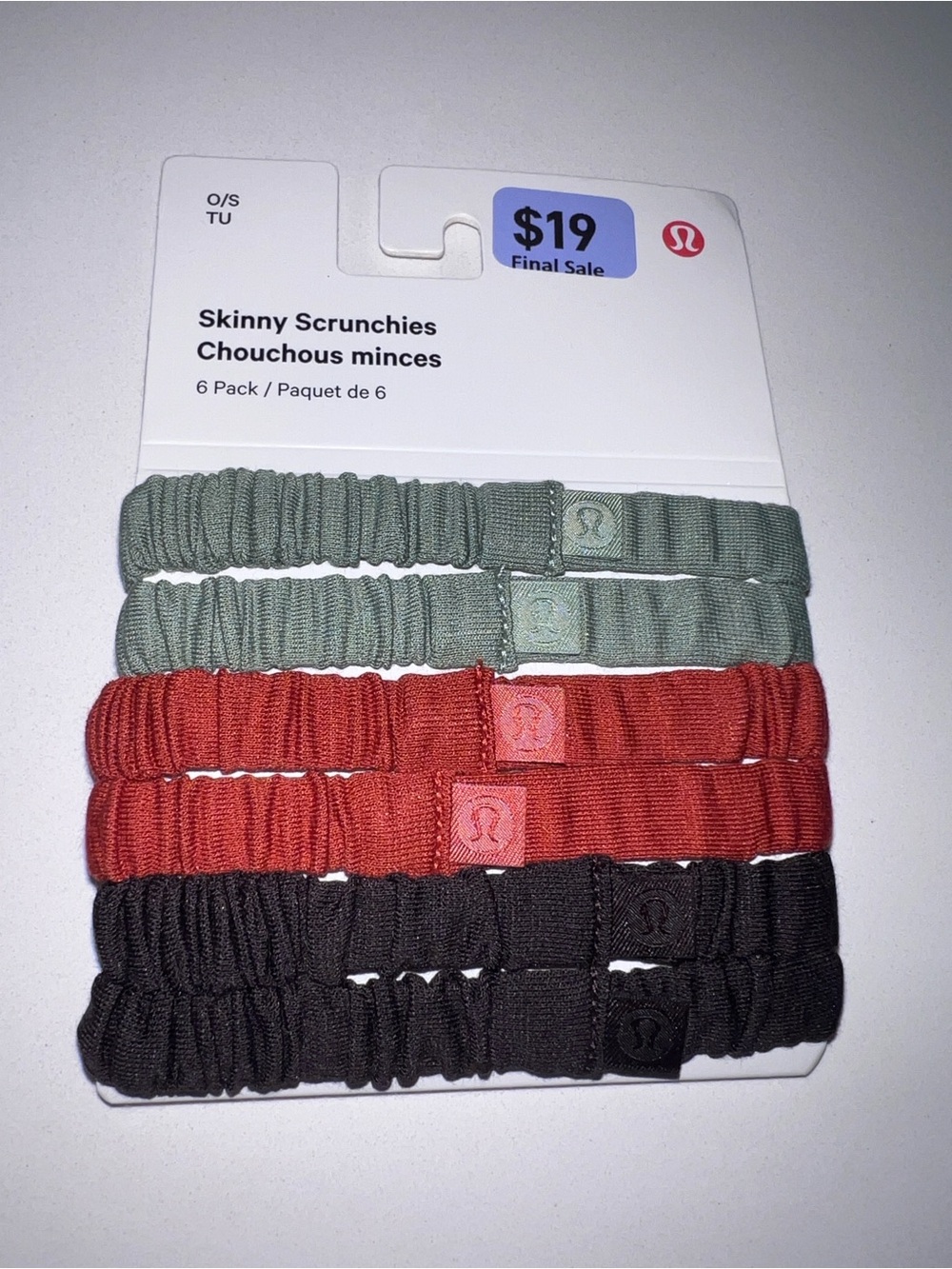 lululemon athletica Skinny Scrunchies 6-Pack - Desert Green/Autumn Rust/Sequoia